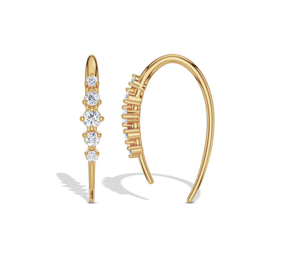 Elegant diamond hook earrings with yellow gold finish