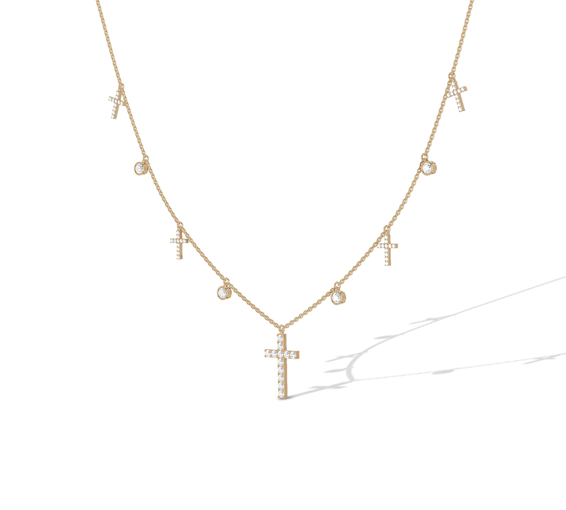 14K gold charm necklace with diamonds