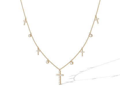 14K gold charm necklace with diamonds