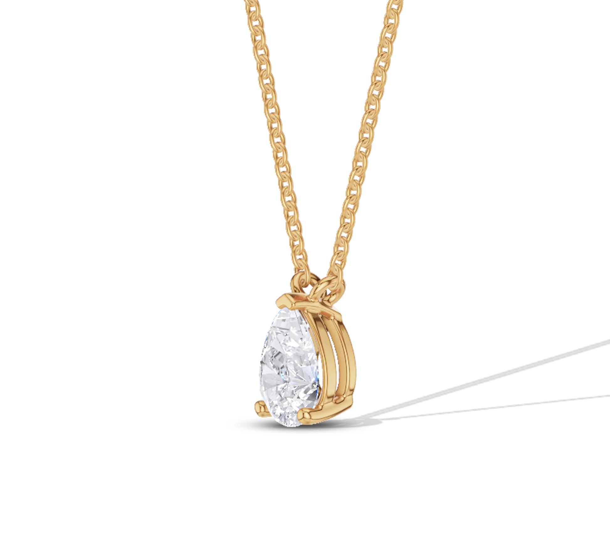 pear necklace with yellow gold