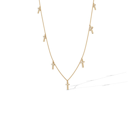 Elegant yellow gold diamond cross choker necklace