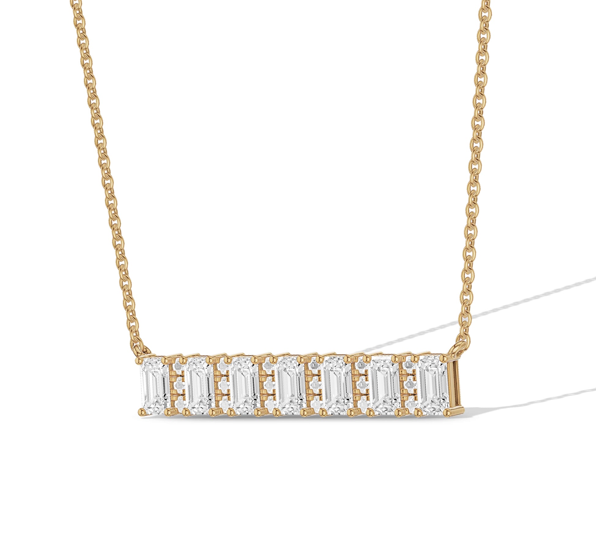 Chic rectangular pendant with bar diamond set