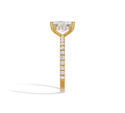 Sparkling radiant cut lab diamond ring in yellow gold setting