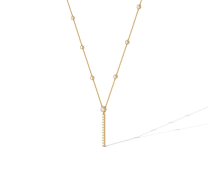 diamond and necklace with bar pendant