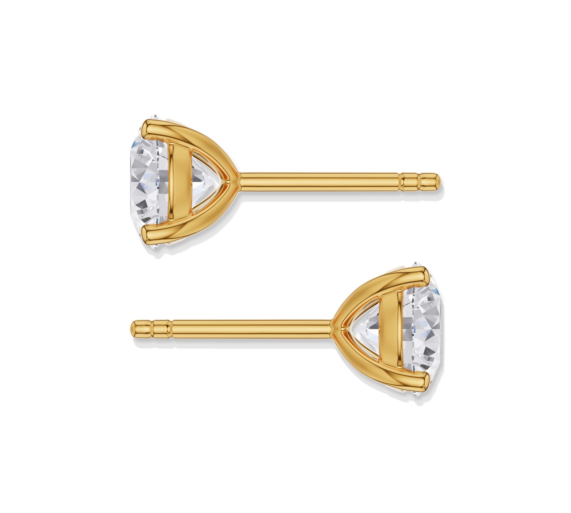 Elegant moissanite diamond stud earrings with gold prongs
