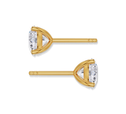 Elegant moissanite diamond stud earrings with gold prongs
