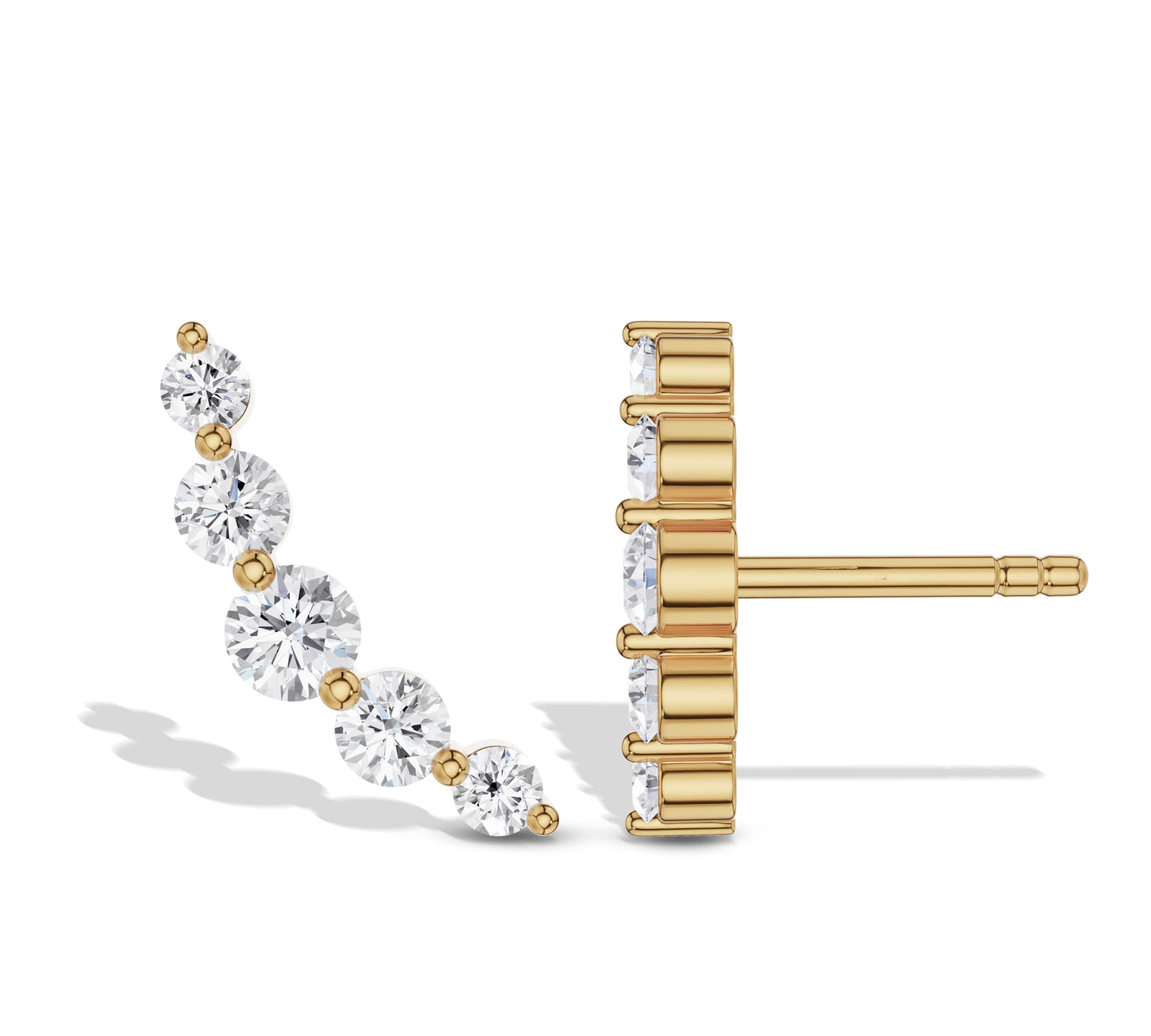 Elegant yellow gold diamond ear crawler design