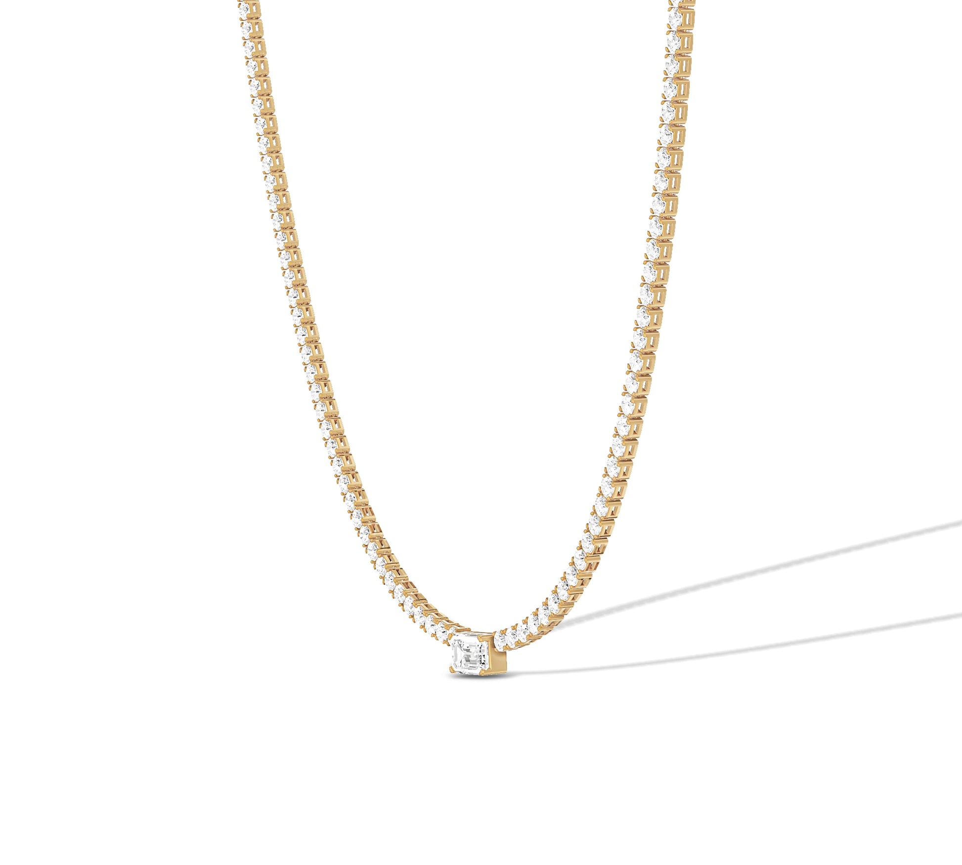 Delicate diamond tennis chain with centerpiece