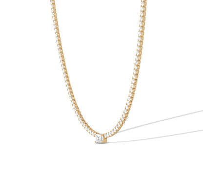 Delicate diamond tennis chain with centerpiece
