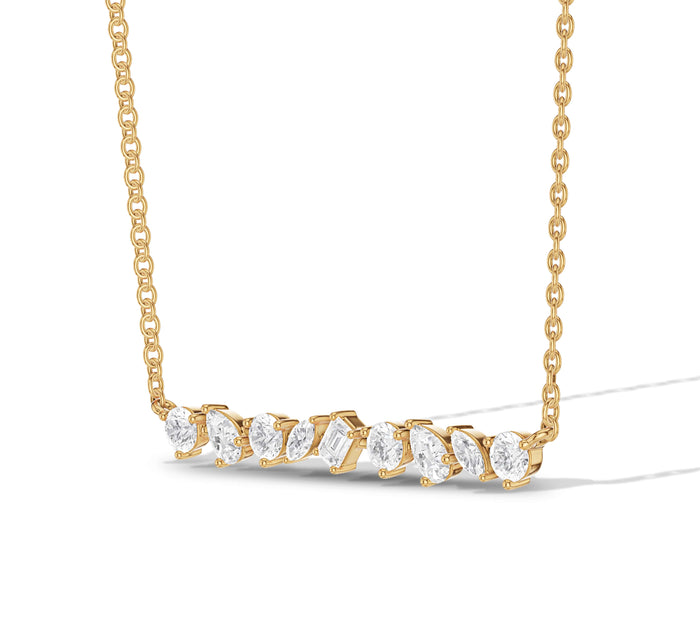 14k Solid Gold and Diamond Bar Necklace