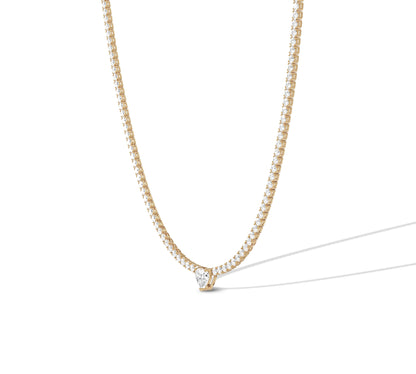 yellow gold diamond tennis necklace