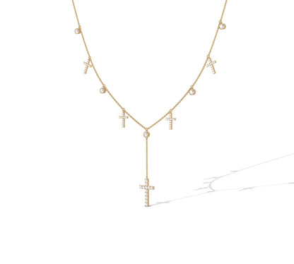 Layered cross pendant necklace for women