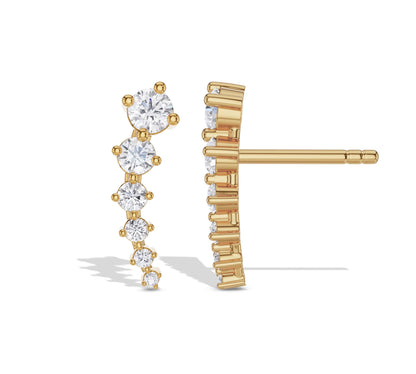 Elegant yellow gold diamond drop earrings