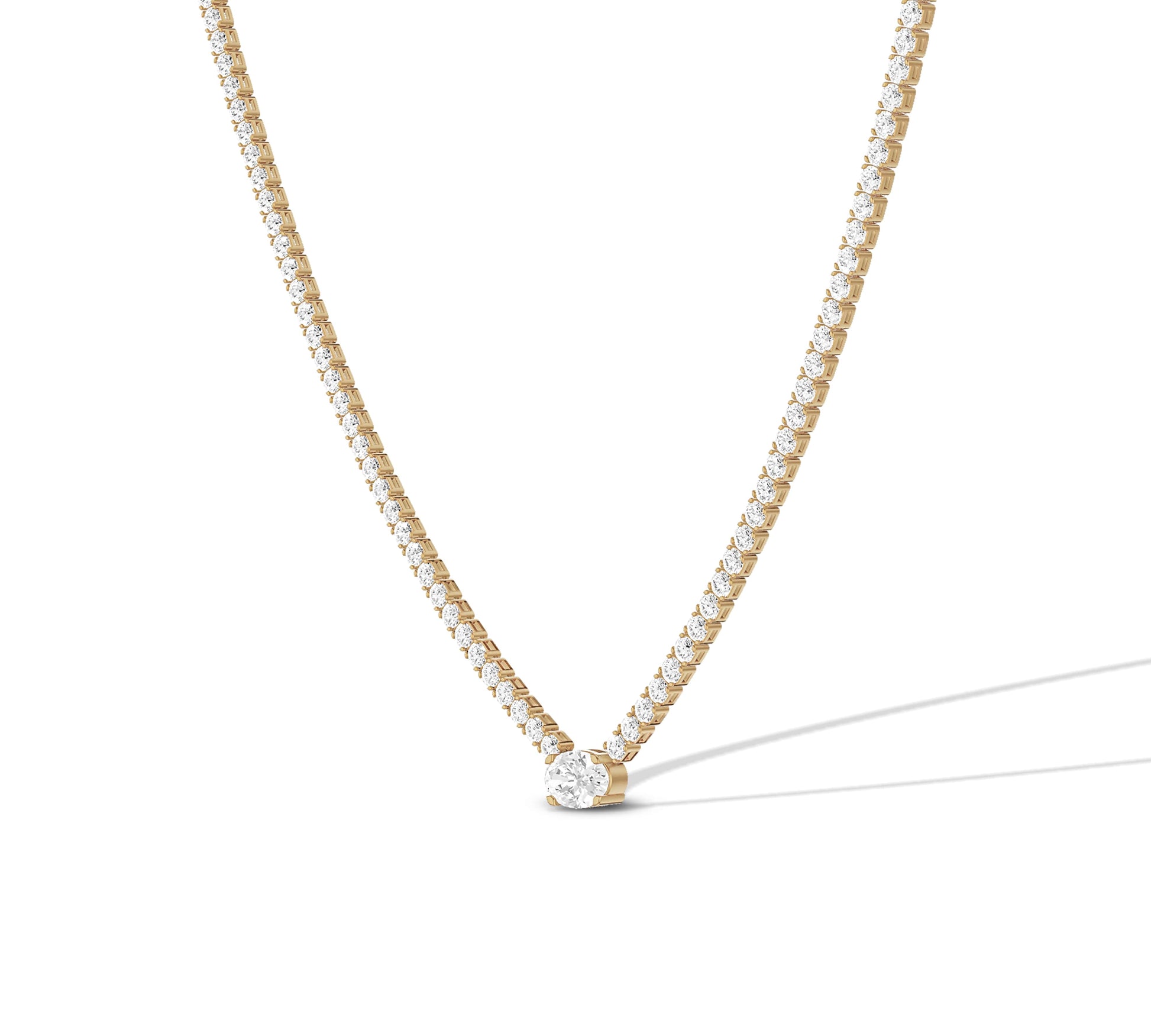 yellow gold tennis necklace