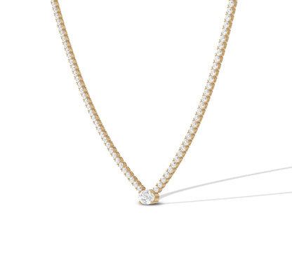 yellow gold tennis necklace