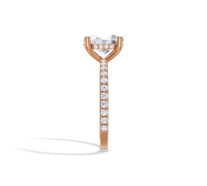 14K rose gold halo ring with oval lab diamond center