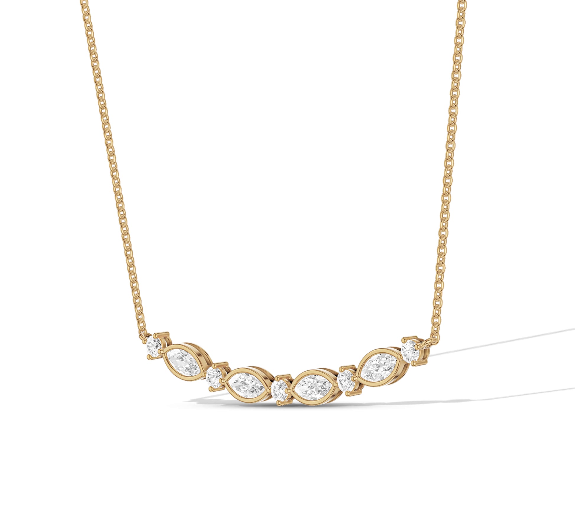 Elegant necklace with marquise and round moissanites