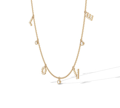 Yellow gold necklace with diamond LOVE charms