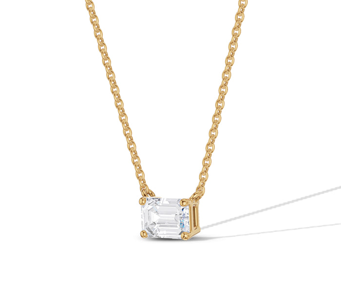 Emerald Cut Diamond Pendant Necklace Gold