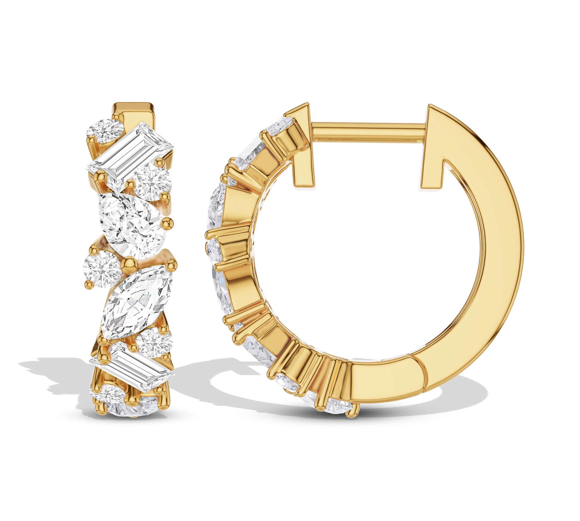 Elegant hoop earrings with fancy diamond cuts