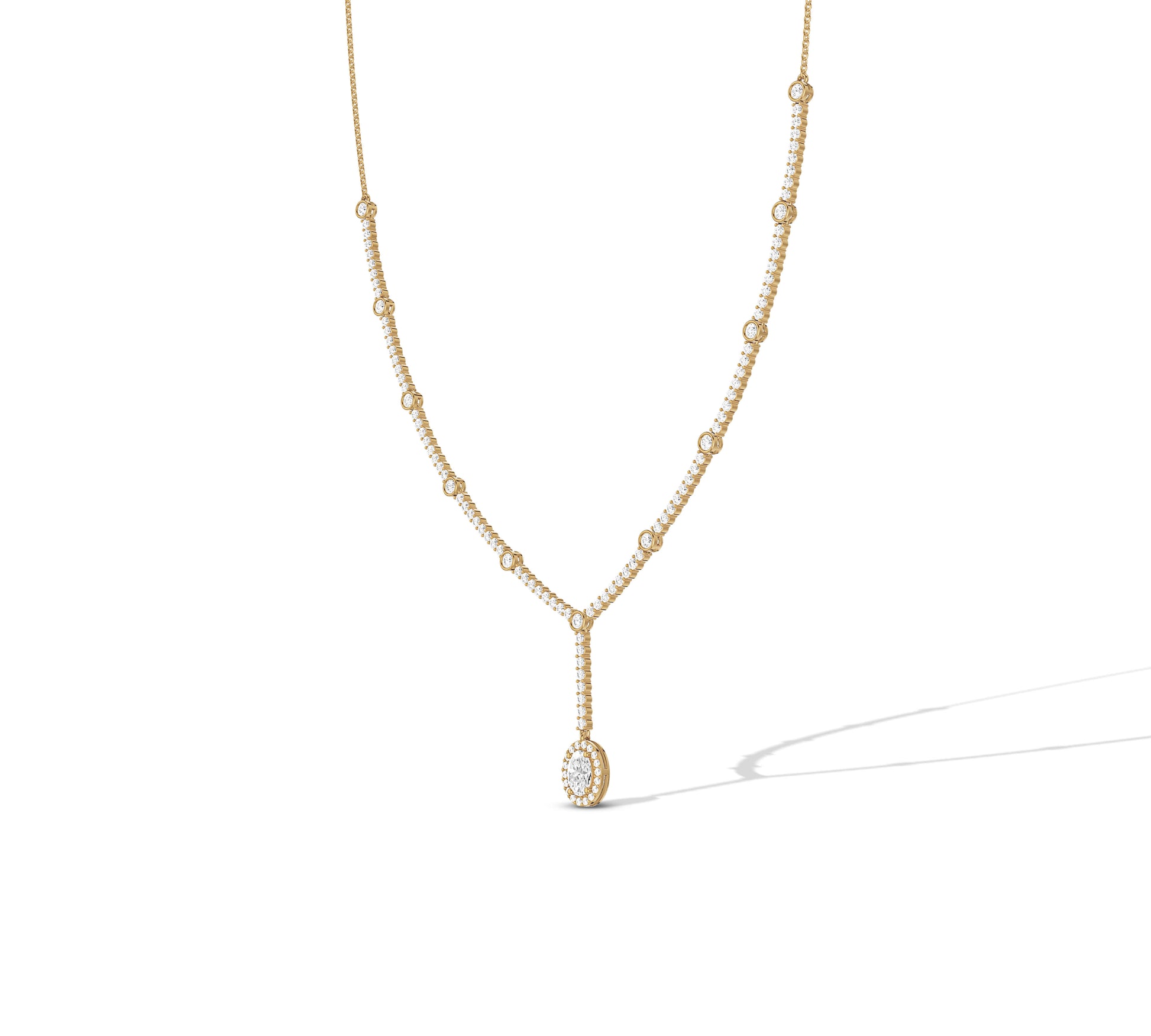 Y-shaped lariat necklace with lab-grown diamonds