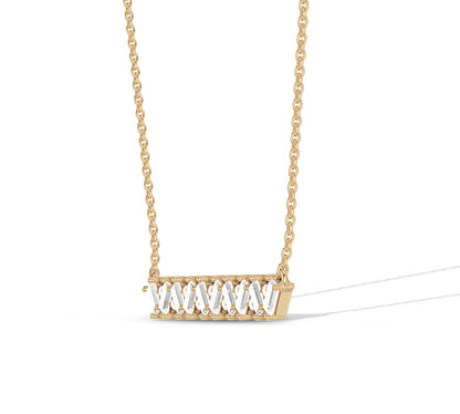 Elegant geometric necklace with baguette-cut diamonds