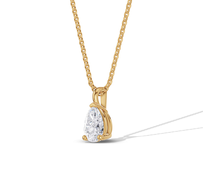 Pear Diamond Solitaire Necklace Gold