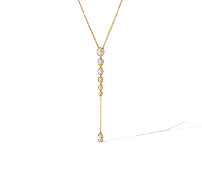 lariat style necklace in yellow gold