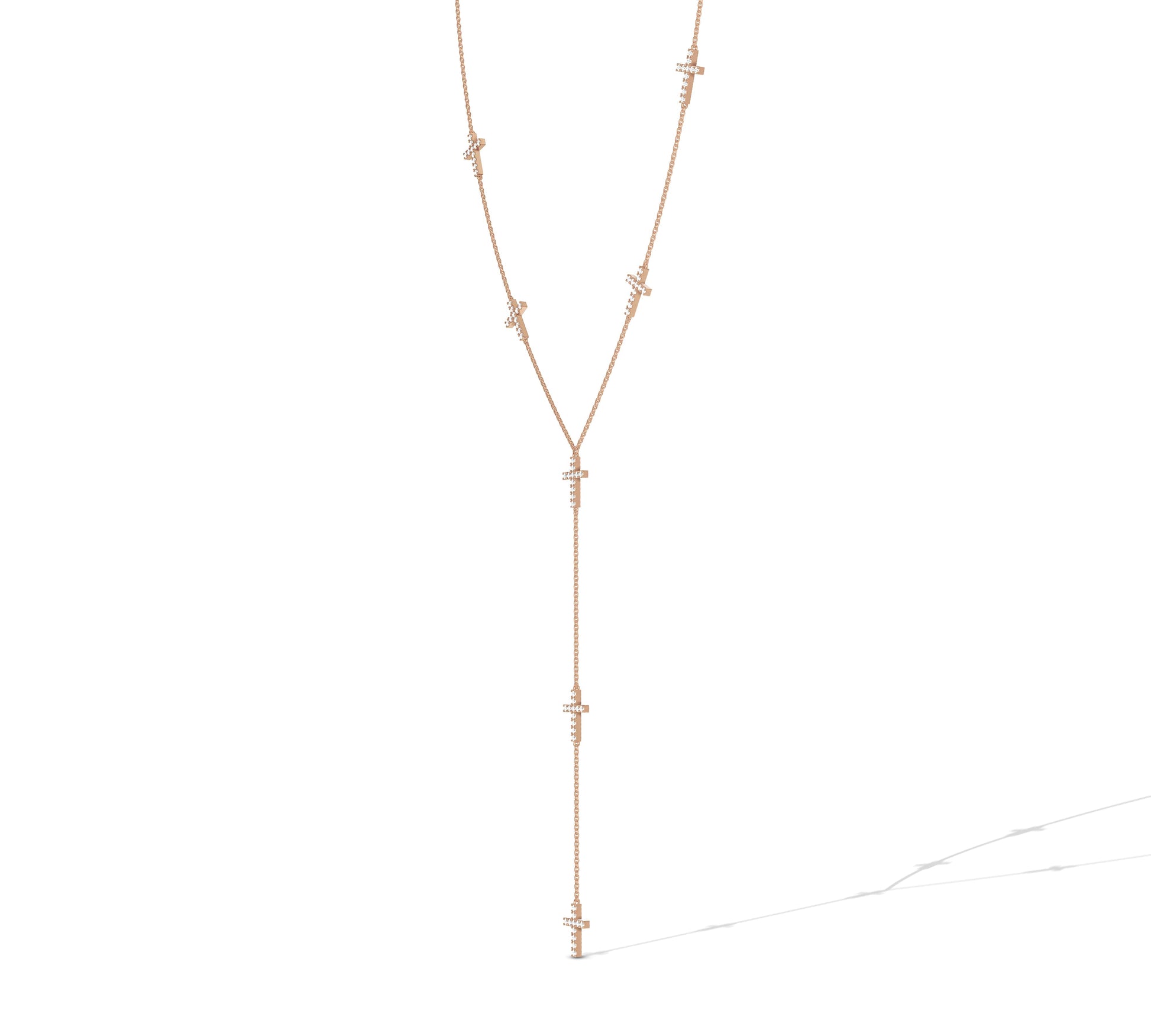 White gold vertical cross necklace with pavé details