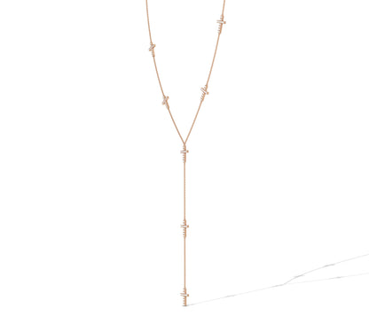 White gold vertical cross necklace with pavé details