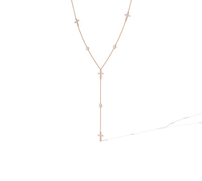 14K rose gold Y-drop necklace with diamond station