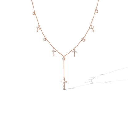 Statement Christian necklace with diamond crosses