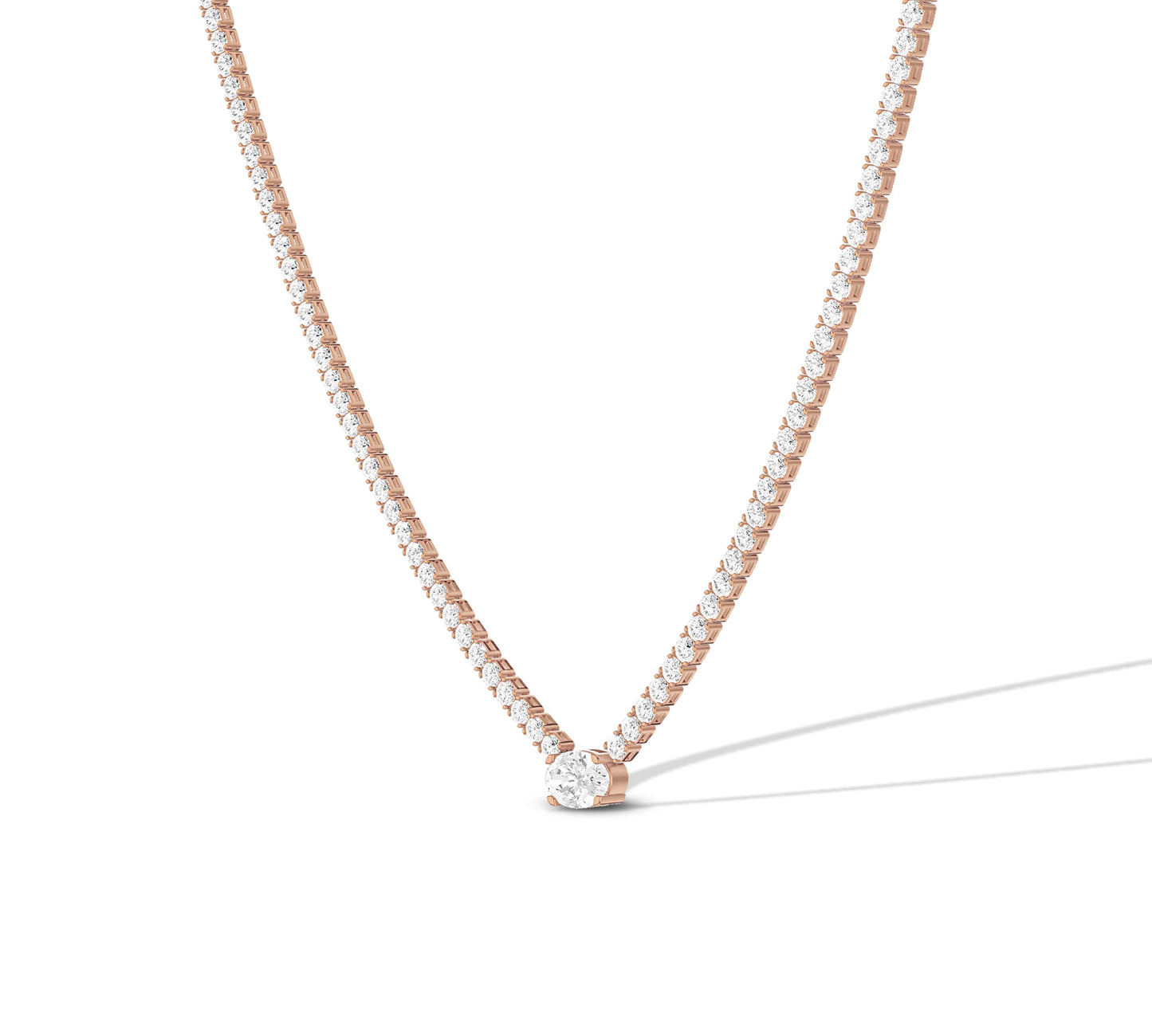 rose gold tennis diamond necklace
