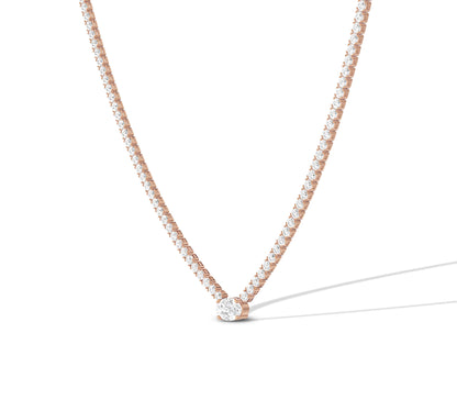rose gold tennis diamond necklace