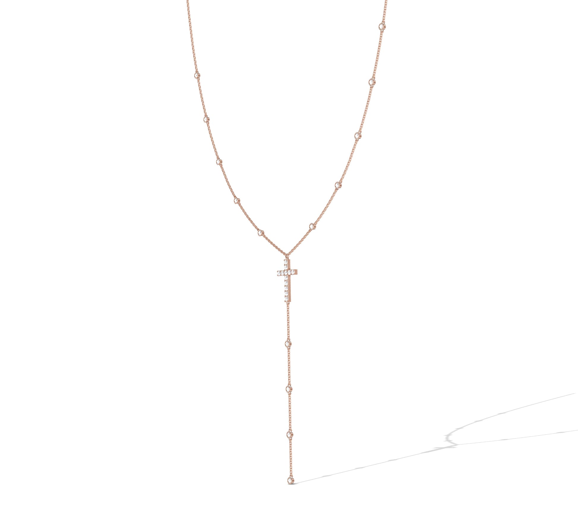 Minimalist cross necklace with dangling chain
