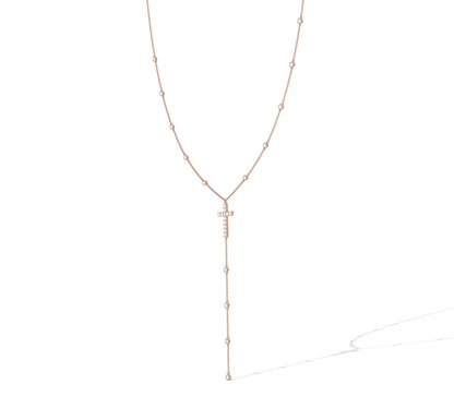 Minimalist cross necklace with dangling chain