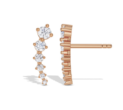 Long diamond studs in rose gold