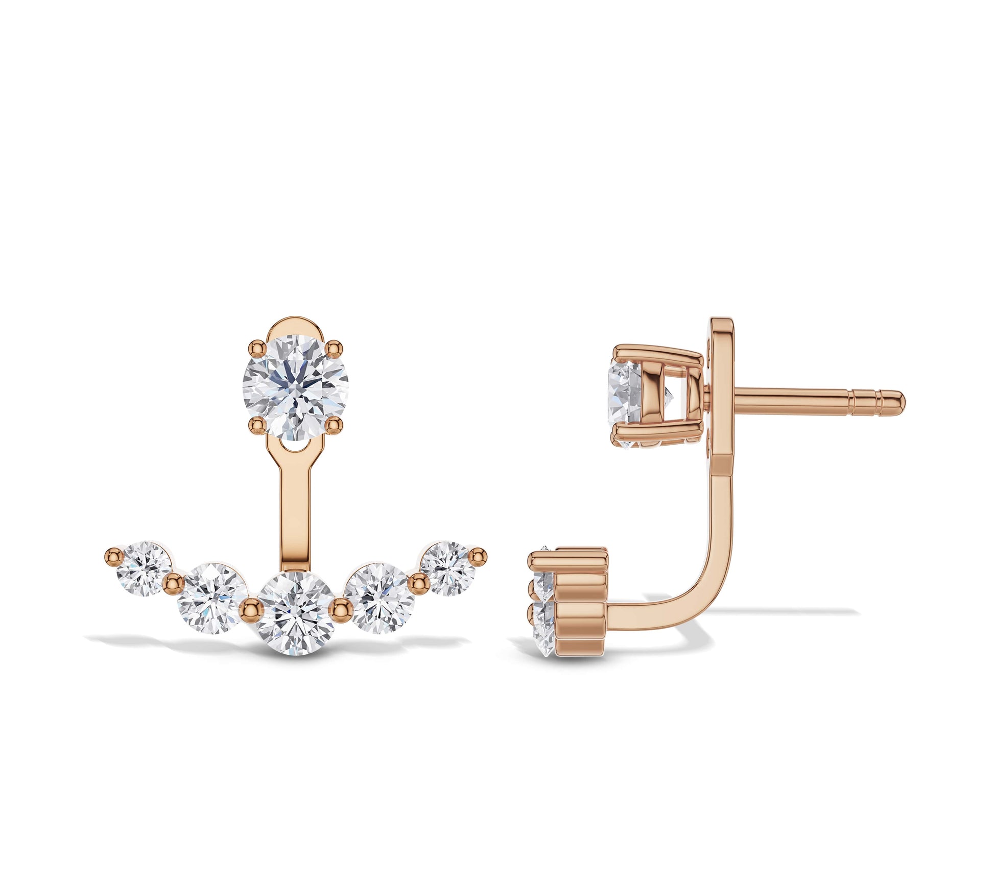 Sparkling rose gold diamond jacket earrings