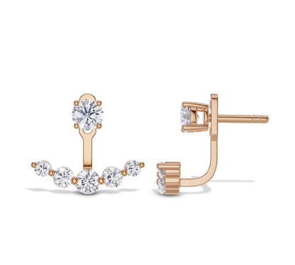 Sparkling rose gold diamond jacket earrings