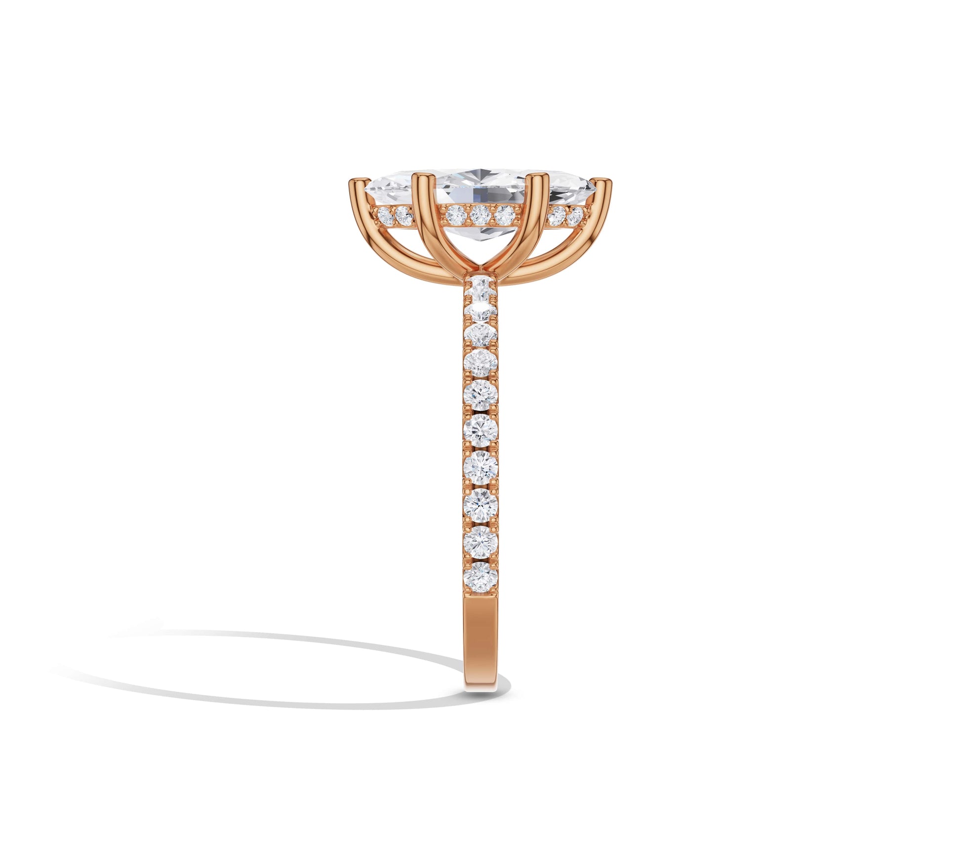 14K rose gold halo ring with marquise lab diamond center