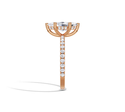 14K rose gold halo ring with marquise lab diamond center