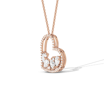 Floating diamond heart pendant with pavé halo