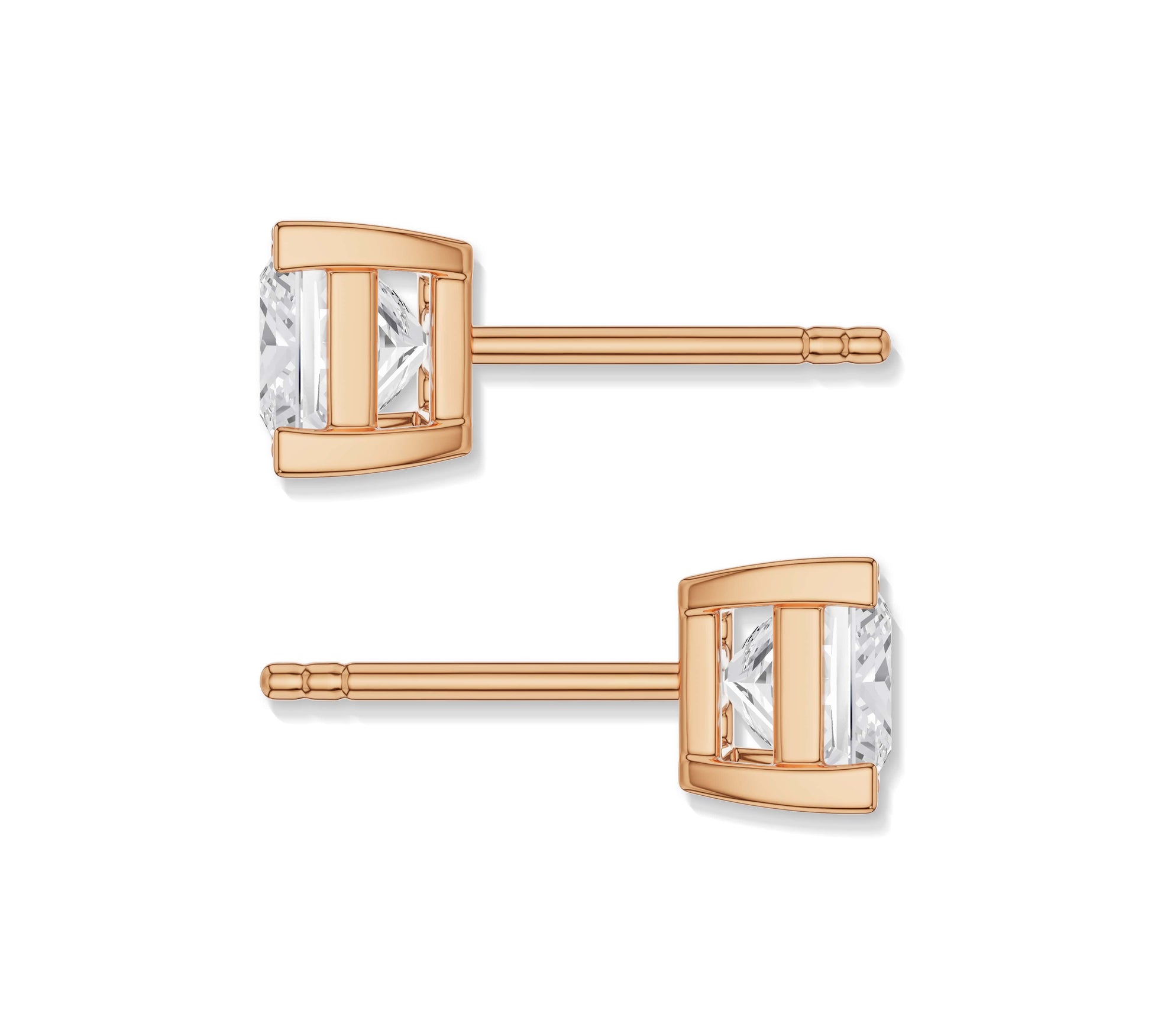 Designer princess cut earrings