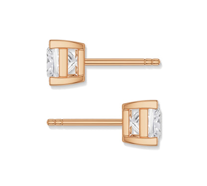 Designer princess cut earrings