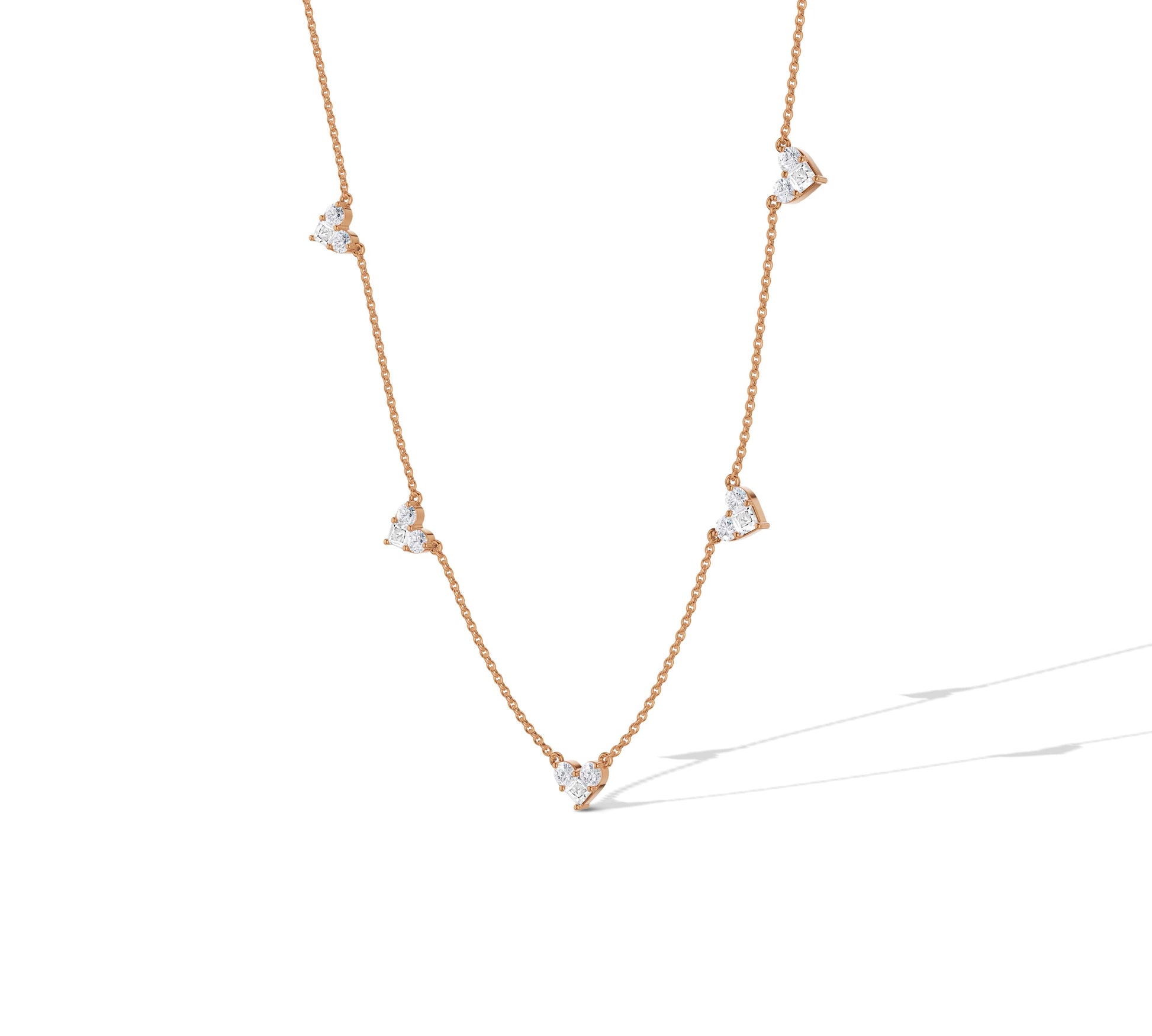 Petite heart diamond charms on elegant chain