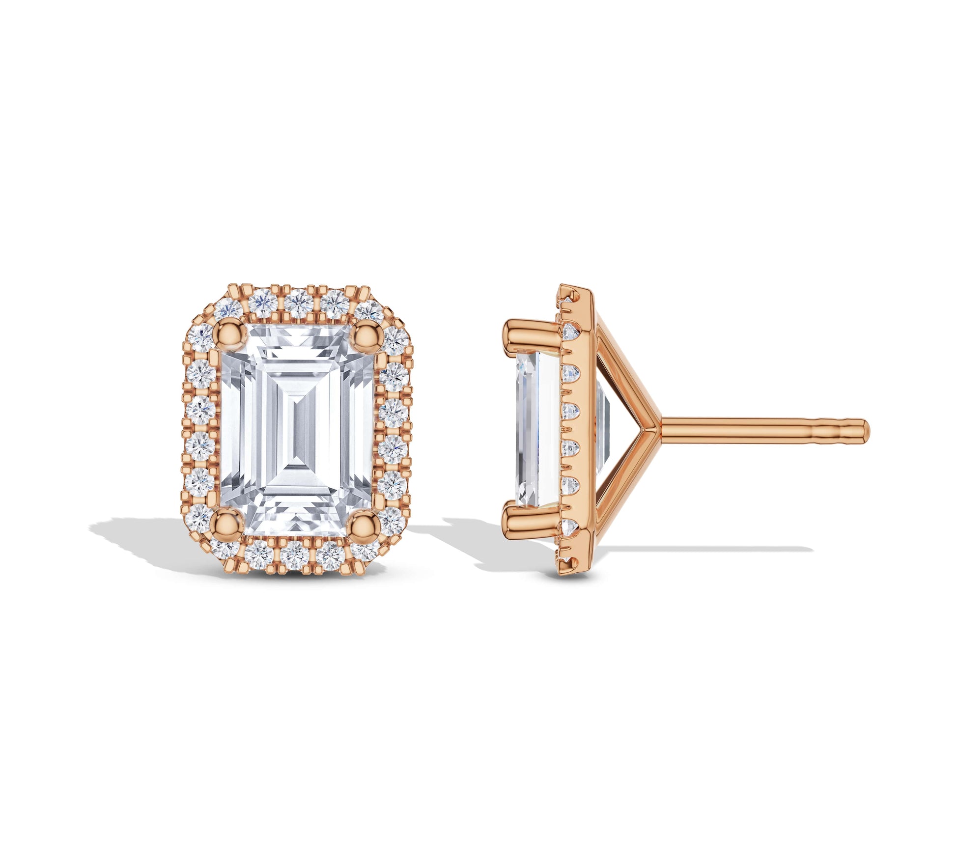 Luxury halo diamond studs rose gold