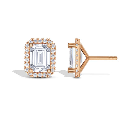 Luxury halo diamond studs rose gold