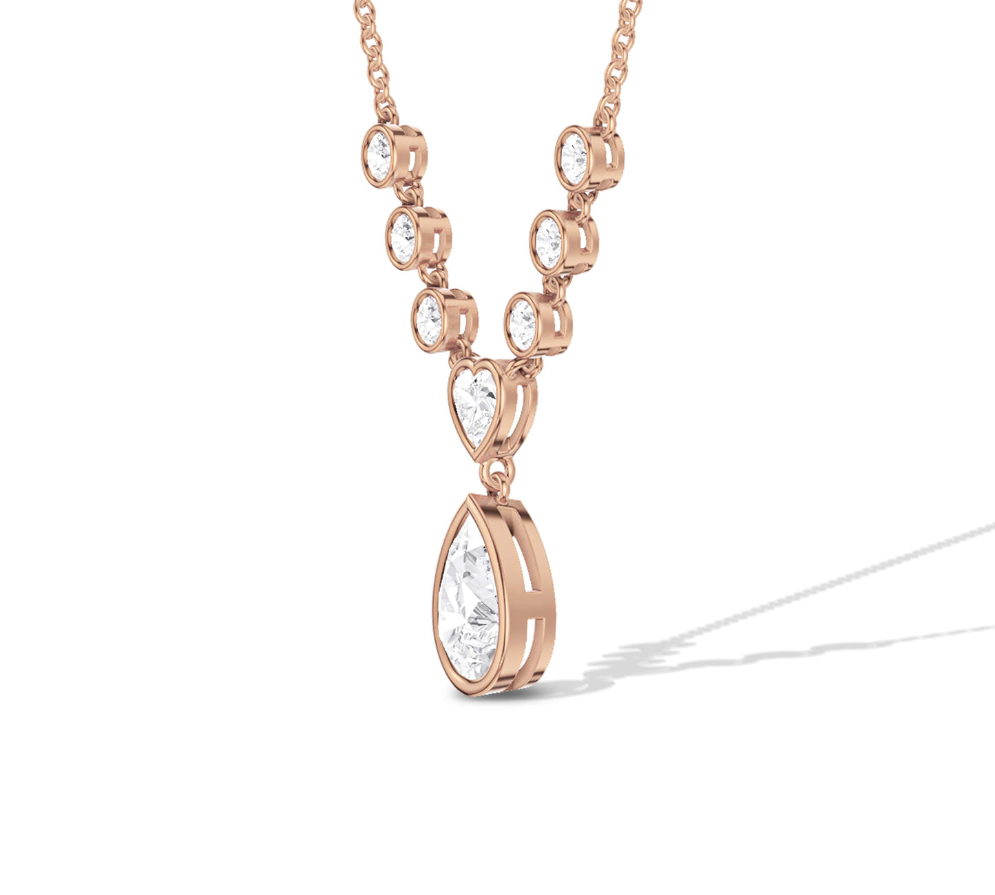 long pendant necklace in rose gold