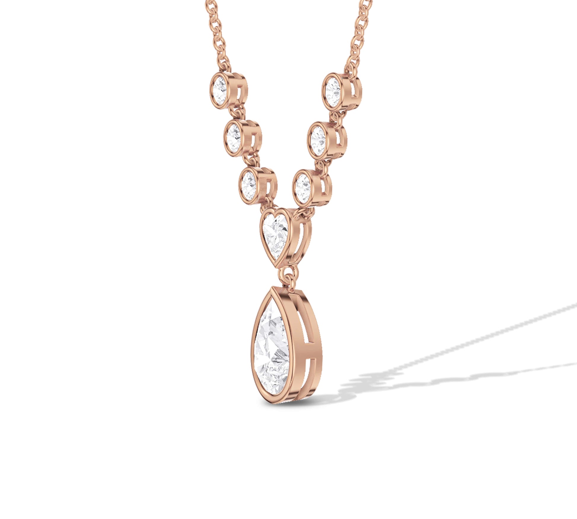 long pendant necklace in rose gold