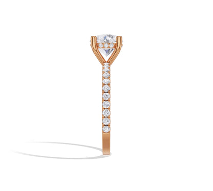 Hidden halo design with round diamond in rose gold